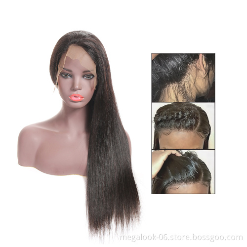 100% Cuticle Aligned Hair Full Hand Tied Straight Human Hair 12-22 Inch Full Lace Wig For Black Women
